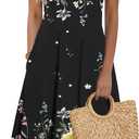 Zeagoo Womens Casual Dresses for Summer Short Sleeve Flare Midi Dress Loose Beach Sundress Pleated Front Dress with Pockets (Black), XL