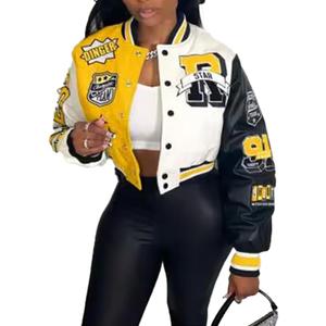 VOIKERDR Button Down Shirts for Women Outerwear Windbreaker Varsity Jacket for Women Fall Lightweight Jacket 2024 (Small, Yellow) VOIKERDR Button Down Shirts for Women Outerwear Windbreaker Varsity Jacket for Women Fall Lightweight Jacket 2024 (Small, Yellow)