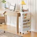 6-Tier Mobile Bookshelf, Rolling Bookcase Book Storage Rack, Movable File Folder Organizer Cart with Wheels for Home Study Office Living Room Classroom, White