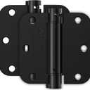 2 Pack Self Closing Door Hinges, Spring Hinges Self Closing 3.5 Inch with 5/8'' Radius Corners, Adjustable Tension for Garage, Front, Back Door, UL Listed, Left and Right Hand, Matte Black