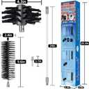 60 Feet Dryer Vent Cleaning Kit - Chrome Button Locking System, Extends Up to 60 Feet, Lint Remove, Dryer Duct Cleaner with Bonus Drill Attachment, Lint Trap Brush