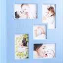 Ywlake Baby Photo Album 4x6 500 Pocket Pictures, Leather Cover Newborn Shower Boy Bebe Album Holds 500 Horizontal Vertical Photos Blue