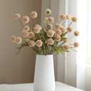 Artificial Flowers for Vases 20 Inch 10 Stems, Silk Dried Fake Mums Bouquet Indoor Faux Floral Arrangements for Decoration (Beige)