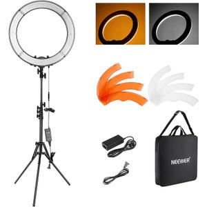 NEEWER 18 Inch Ring Light with Tripod Stand, 55W Large LED Ringlight, Cold Shoe Phone Holder Compatible with iPhone Camera for Video Recording Photography Streaming Selfie Makeup Studio Photo, RL-18