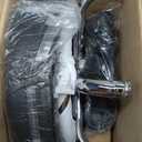 Round Rolling Stools PU Leather Seat Height Adjustable Swivel Stool with Wheels Black