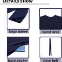 Women Long Abaya Dress with Belt Muslim Bell Sleeve Robe Islamic Maxi Prayer Jilbab (Blue, M)