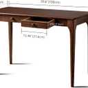 Natural Solid Wood Desk with Drawers,Mid Century Modern Real Wood 40" Writing Desk,Home Bedroom Computer Office Workstation Desks,Small Spaces,Walnut Color, 39.37"22.05"