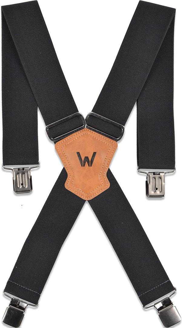 WELKINLAND Elastic Suspenders for Men - Heavy Duty Work Suspenders with Clips (XXL)