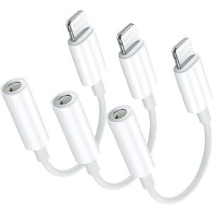 Apple MFi Certified 2 Pack Lightning to 3.5mm Headphone Aux Audio Jack Adapter, iPhone Dongle Cable Earphones Headphones Converter Compatible with iPhone 13 12 11 Pro X XR XS Max 8 7 (3)