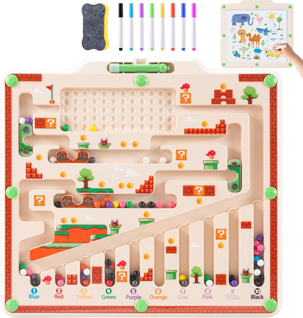 Magnetic Color and Number Maze, Fine Motor Skills Montessori Toys for 3 4 5 Years Old Kids,Double-Side Toddler Magnetic Toys for 3+ Years Old Boy and Girl Birthday Gift,Educational Toys for Toddler