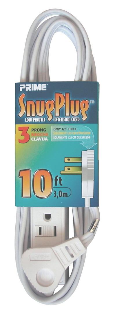 Prime Wire & Cable EC930610 10-Foot 16/3 SPT-2 3-Outlet Cord, White