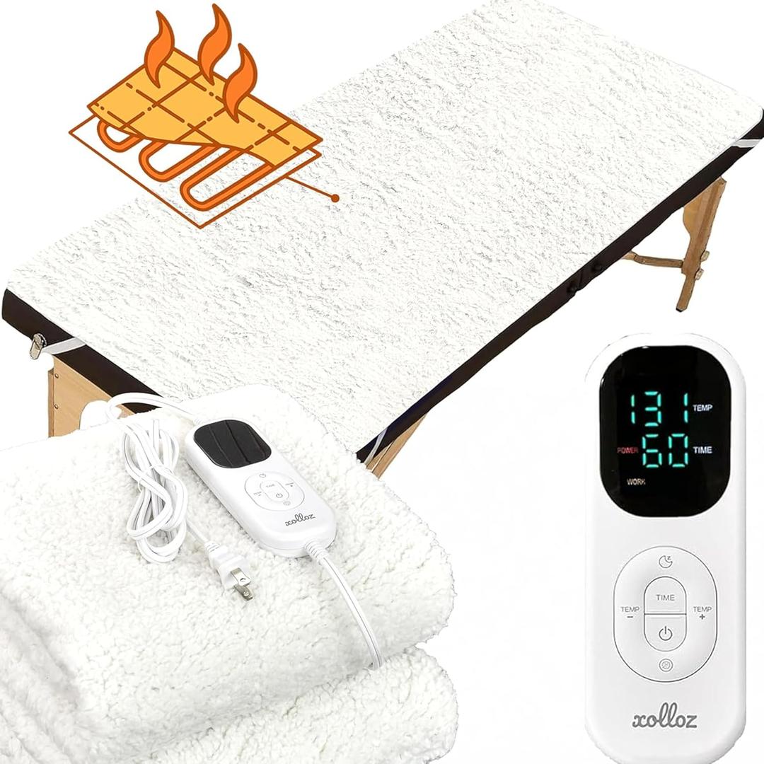 Massage Table Warmer Heating Pad  71"x31" Heated Massage Pad with Adjustable Temperature (104F131F), Auto Shut-Off, Sherpa Fabric, Ideal Massage Blanket & Bed Warmer for Table Use