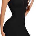 Strapless Shapewear Slip for Women Tummy Control Dress Slips Body Shaper Under Dress Seamless Full Slip Size M/L Black