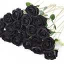 60 Pcs Artificial Roses Bulk Velvet Silk Black Roses Roses for Wedding Centerpieces Bridal Bouquet Mohter's Day Valentine's Day Halloween Home Decor(60, Black)