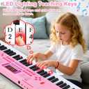Kids Keyboard Piano, 61 Light-up Key Electric Piano Musical Learning Toy for Beginners with Microphone, Music Stand, Notekey Sticker, Birthday Xmas Gift for 3-10 Years Old, Pink, 26.8 Inches X 7.9 Inches X 2.2 Inches