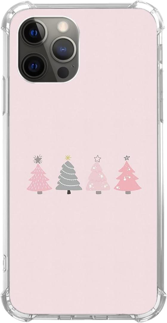 Cute Pink Christmas Tree Case Compatible with iPhone 14 Pro Max, Winter Christmas Case for iPhone 14 Pro Max for Teens Men and Women, Cool TPU Bumper Phone Case Cover