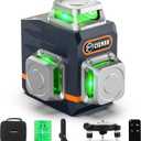 CIGMAN Laser Level Self Leveling 3x360 3D Green Cross Line for Construction and Picture Hanging, Rechargeable battery, Remote Controller, Magnetic Rotating Stand Included