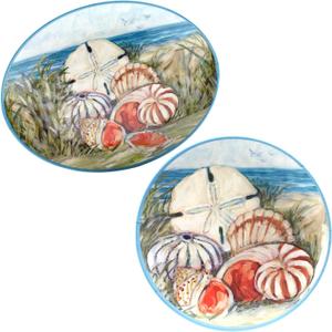 Certified International Seacoast Melamine 2 Pc Platter Set, Multicolor