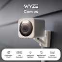 WYZE Cam v4 (Latest Model), 2.5K AI Security Camera, Indoor/Outdoor Cameras for Home Security, Baby Monitor & Pet Camera, Vibrant Color Night Vision, No Subscription Required, Free Expert Help