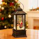 Impress Life Christmas Snow Globe Lantern with Light & Music, Santa & Snowman & Christmas Tree Battery/USB Operated Snow Globe with Glitter, Christmas Decorations Decor for Home