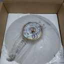 Dimmable Modern Mid-Century Ceiling Light, White and Gold LED Semi Flush Mount Ceiling Light, 5CCT 2700K-6000K Lighting Fixture Ceiling Lamp with Glass Shade for Bedroom Kitchen Living Room, 15.8in