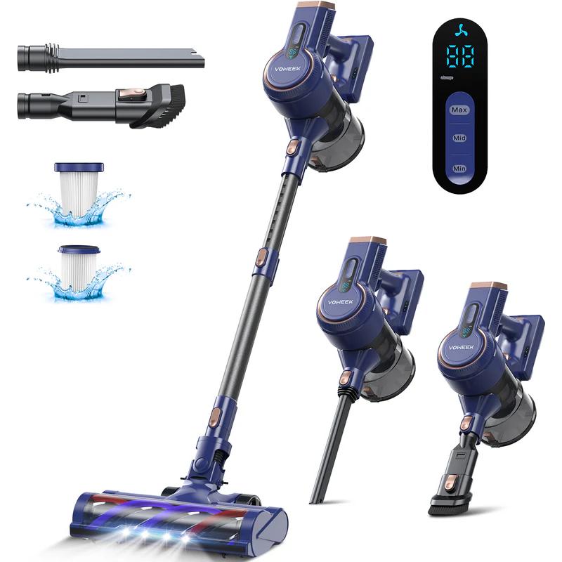 VOWEEK VC09 6 IN 1 LIGHTWEIGHT CORDLESS VACUUM CLEANER WITH 3 POWER MODES, LED DISPLAY 45MIN RUNTIME, 2 COLORS
