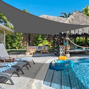 COOLBOYS 16'x 16' Sun Shade Sail Dark Grey Rectangle UV Block Outdoor Shade Canopy Sunshade for Patio Lawn Garden Carport Backyard Deck Pergola, Grey