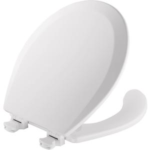 Mayfair 8440EC Open Front Toilet Seat and Lid, Easy Clean Hinges and Durable Wood Seat, Made in USA, Round, White