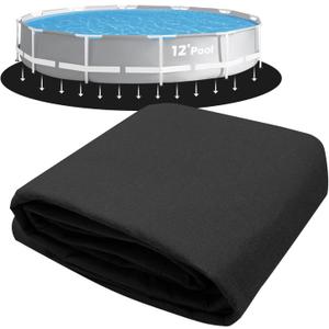 12-Foot Round Pool Pads for Above Ground Pool, Durable Geotextile Fabric Under Pool Liner Pad, Puncture Resistant Pool Ground Pad, Extend Liner Life, Black