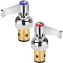 Hot & Cold Side Spindle Assembly for T&S Brass Faucet Handle Stem Assembly Fit for Eterna Valve Replace 002713-40 002714-40 (1 Pair Red & Blue)