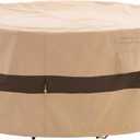 WJ-X3 Round Patio Furniture Cover, 110" D x 31" H, Waterproof, UV Resistant, Anti-Fading Outdoor Cover for Round Dining Table and Chairs Set, Beige & Coffee