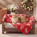 Horaldaily Pets Flannel Blanket, Red Leaves 3D Textured Soft Fuzzy Fluffy Plush Cozy Fleece Premium Blankets for Dog Cat Puppy Kitten Couch Protection, 20x30