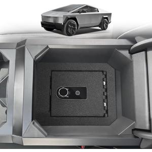 BestEvMod Center Console Safe LockBox Compatible with Tesla Cybertruck 2024+ Pickup Gun Safe Vault Console Storage Interior Organizer Security Anti-Theft (Biometric Fingerprint)