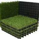 XLX TURF Artificial Grass Turf Tiles Interlocking Set 6 Pieces, Square Fake Grass Tiles Self-draining for Pet Indoor/Outdoor Flooring Decor, 12"x12", 8 Buckle Systerm