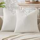 MIULEE Pack of 2 Couch Throw Pillow Covers 20x20 Inch Neutral Pure White Modern Boho Accent Decorative Pillow Covers Soft Chenille Farmhouse Cushion Covers for Home Decor Bed Sofa Living Room