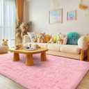 6x9 Fluffy Pink Area Rug - Soft Cute Shag Fuzzy Rug for Bedroom - Anti-Skid Living Room Girls Rug Pink Home Decor (9' x 6' (Rectangular))