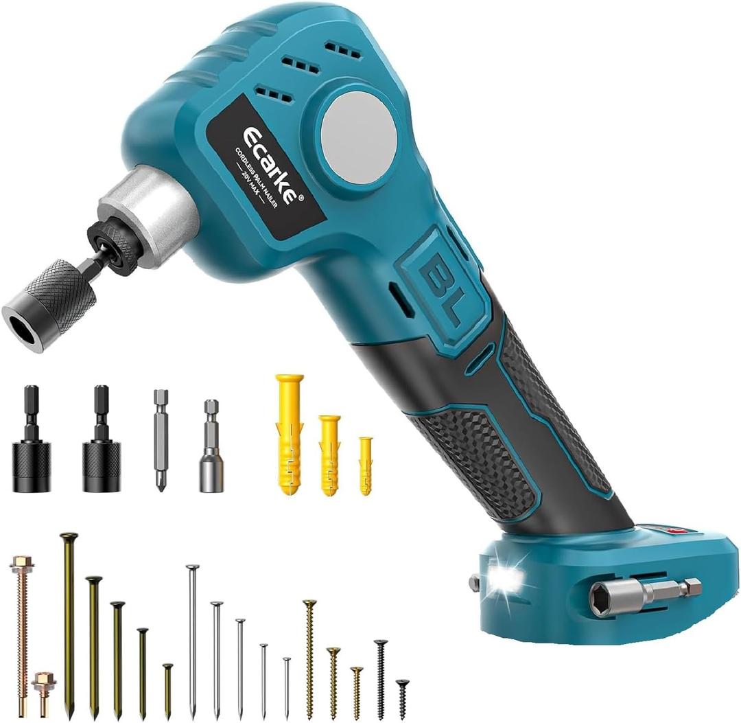 Ecarke Cordless Palm Nailer Compatible with Makita 18V Battery (Tool Only) - 6000 IPM Brushless Auto Hammer with Magnetic Nail Guide & LED for Framing, Joist Hangers, Tight Spaces