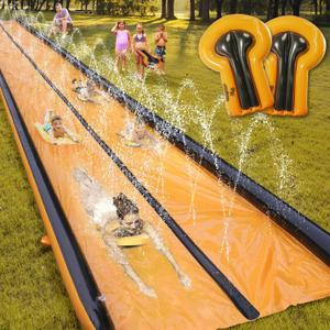 Slip and Water Slide for Kids and Adults Extra Long Water Slides for Backyard Build in Sprinkler with Two Bodyboards Heavy Duty Summer Outdoor Backyard Water Toys (26FT)