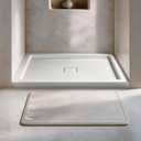 Carlton Marquette 42" x 34" Single or Double-Threshold Shower Pan Base with Center Drain and Removable Flange in Glossy White, 42 x 32