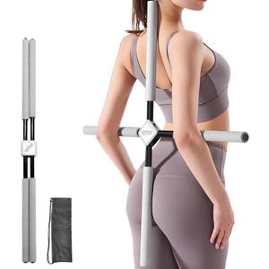 Posture Corrector Yoga Cross Stick -Yoga Stick Posture Corrector- Back Pain Relief for Men Women - Stretcher and Straightener for Upper and Lower Back -Back Straightener Posture Corrector (Gray)