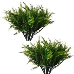 20 Bundles Artificial Plants, Fake Boston Fern Greenery Outdoor UV Resistant No Fade Faux Plastic Plants Garden Porch Window Box Decorating