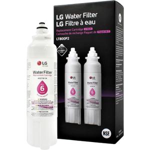 LG LT800P2 6-Month / 200 Gallon Refrigerator Replacement Water Filter, 2 Count (Pack of 1), White