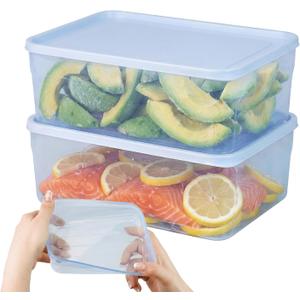 carrotez Flexible Freezer Storage Containers with lids - Easy Release & Stackable Meal Prep Containers, 2Pack 8.5cup (67oz)