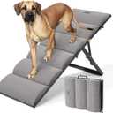 Veehoo Dog Ramp for Bed Couch Height Adjustable from 17" to 23", Foldable Stairs for Dogs to Get on Bed 17" Extra Wide, Portable Pet Doggie Steps Indoor with Non Slip Pad, Support up to 150 lbs (Gray)