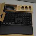 COLIKES Ergonomic Wireless Keyboard and Mouse Silent, Rechargeable Wave Keyboard with 15 Lighting RGB Backlit Effects, Soft Leather Wrist Rest, 3200 DPI Mouse for PC Computer Laptop Windows Mac