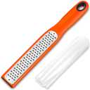 3 x Urbanstrive Cheese Grater With Handle, Lemon Zester Graters for Kitchen Stainless Steel, Hand Grater for Ginger Garlic Nutmeg Chocolate Fruits Vegetables, Sharp, Non-Slip Handle & Foot, Coarse Orange