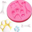 3 x Forest Animals Fondant Molds 4 Pcs, Dog Paw & Bone Fondant Molds Zoo Animal Chocolate Silicone Mold for Cake Decoration Candy Sugar Cupcake Topper Cake Pop Popsicle Polymer Clay Crafts