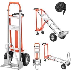 VEVOR 4 in 1 Hand Truck, 1000 lbs Load Capacity for 4-Wheel Mode, Convertible Hand Truck Dolly with Non-Slip Handle & Wheels, Aluminum Alloy Portable Trolley Dolly for Moving Home, Office, Warehouse