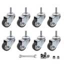 Luomorgo 8 Pcs 1" Caster Wheels Swivel Stem Casters for Small Tiny Shopping Cart Trolley Wheel, No Noise TPE M6 x 15mm Threaded Stem Caster, 141lb/ 64kg Load Capacity