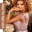 Gold Stainless Steel Band Compatible Apple Watch Slim Starlight Bracelet Women 38mm 40mm 41mm 42mm Jullstar Dressy Bling Silver Leopard Thin Metal Bangle for iphone Watch Wristband Series Ultra 11 10 